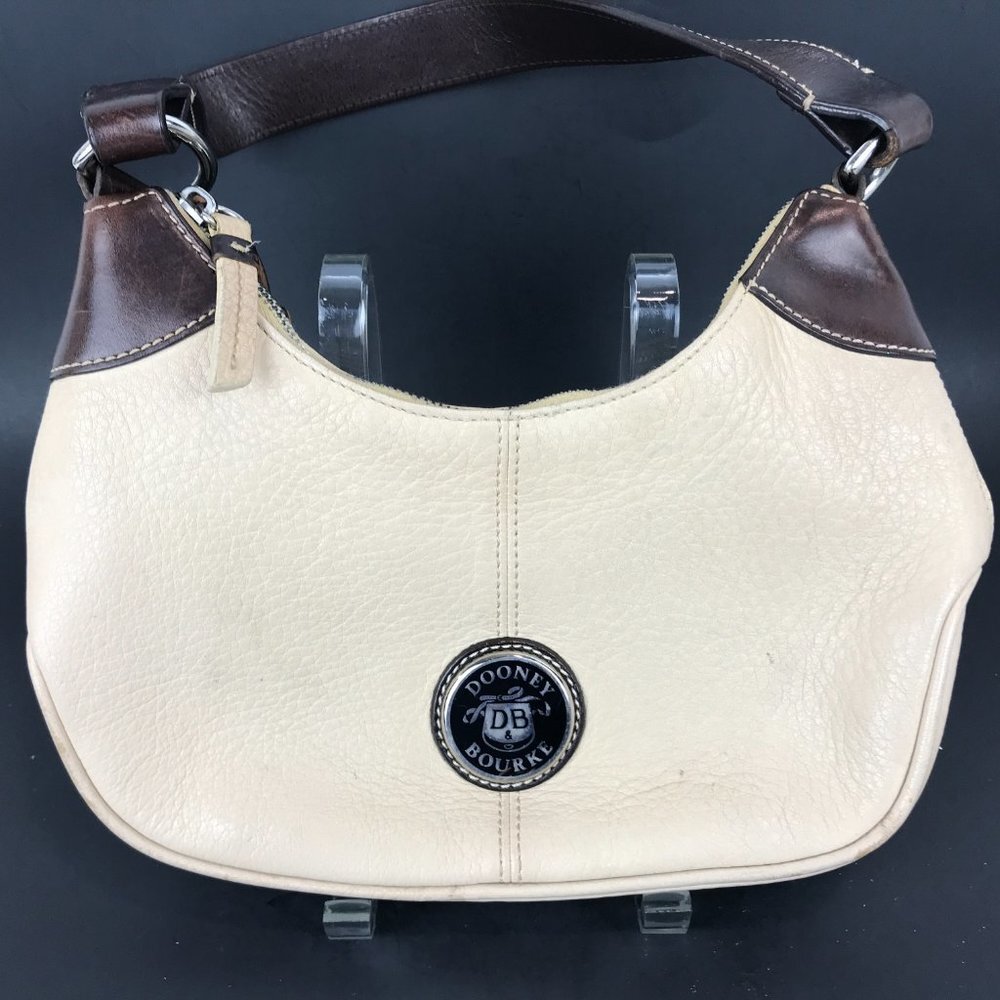 Dooney Bourke Cream/Brown Pebble leather shoulder handbag